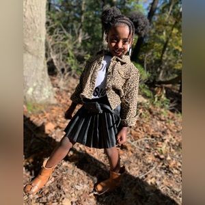 Girls Leopard Jean Jacket